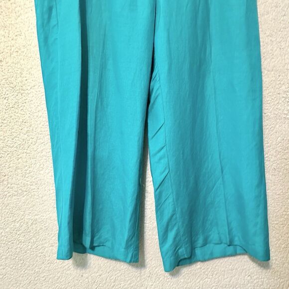 Ashley Stewart Linen Blend Boho Pants Pockets WideLeg  Sea Green Womens 22W - Picture 4 of 11
